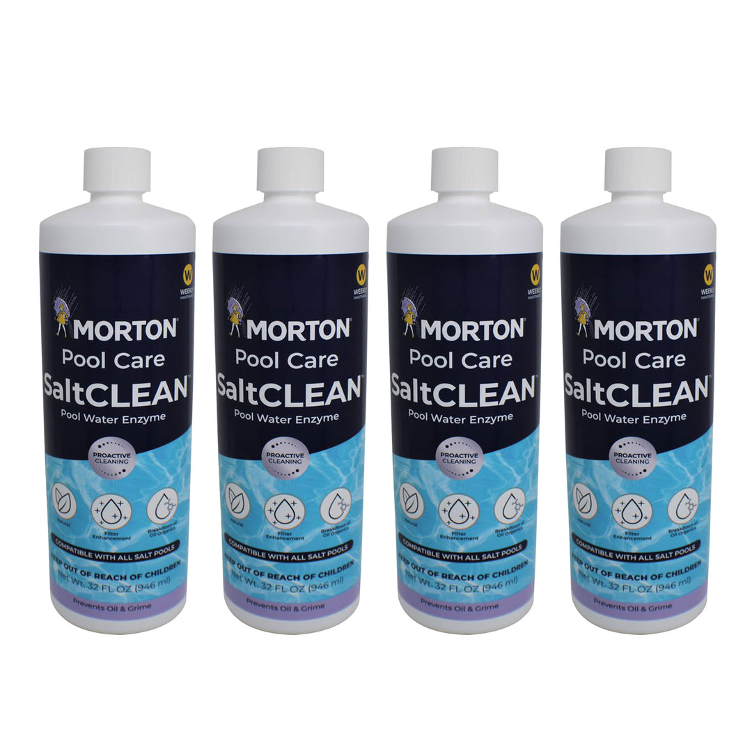 Morton Pool Care SaltCLEAN Salt Water Swimming Pool Water Enzyme, 32 Oz, 4 Pack