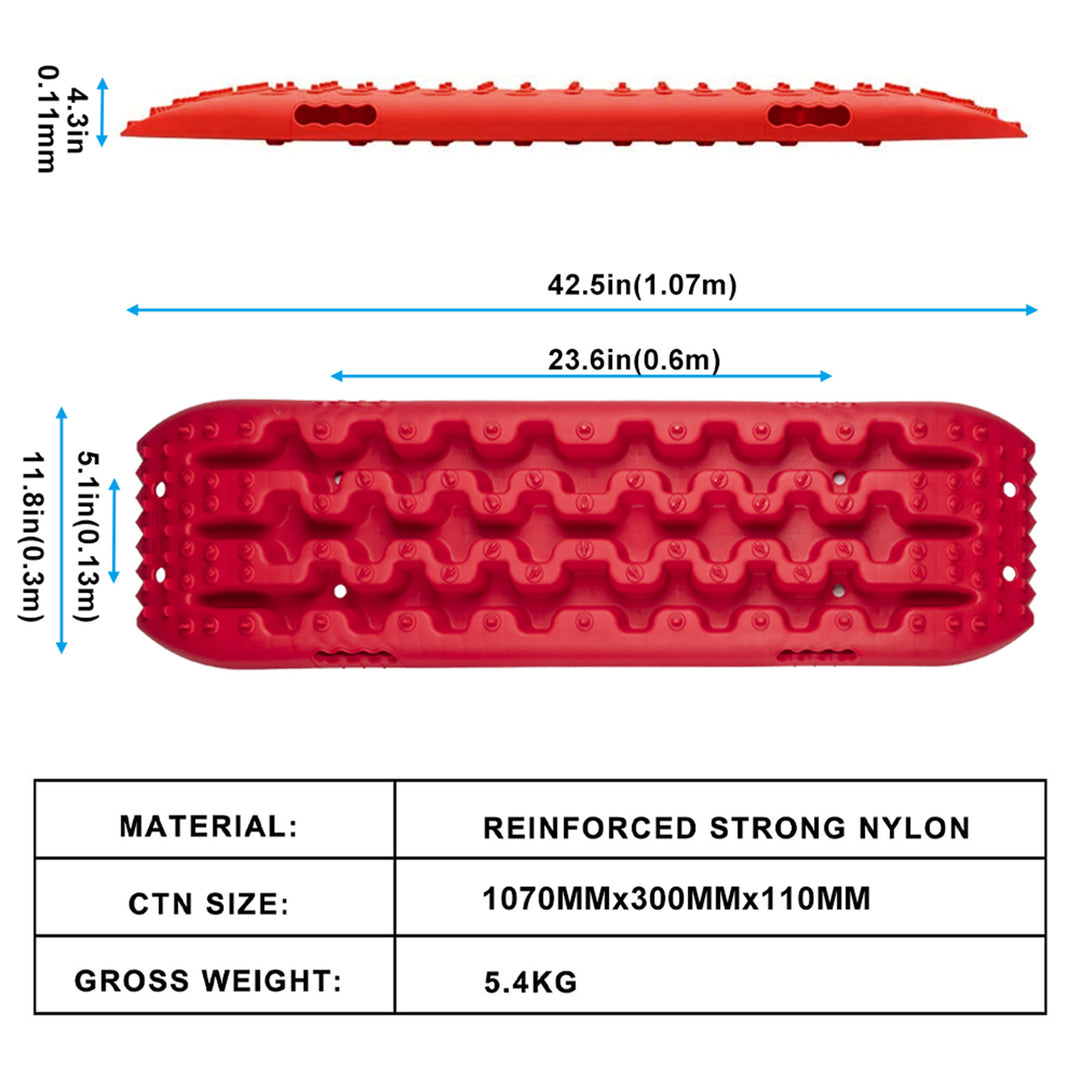 RUGCEL WINCH Quick Recovery Emergency 4 Wheel Drive Tire Traction Board Mats,Red