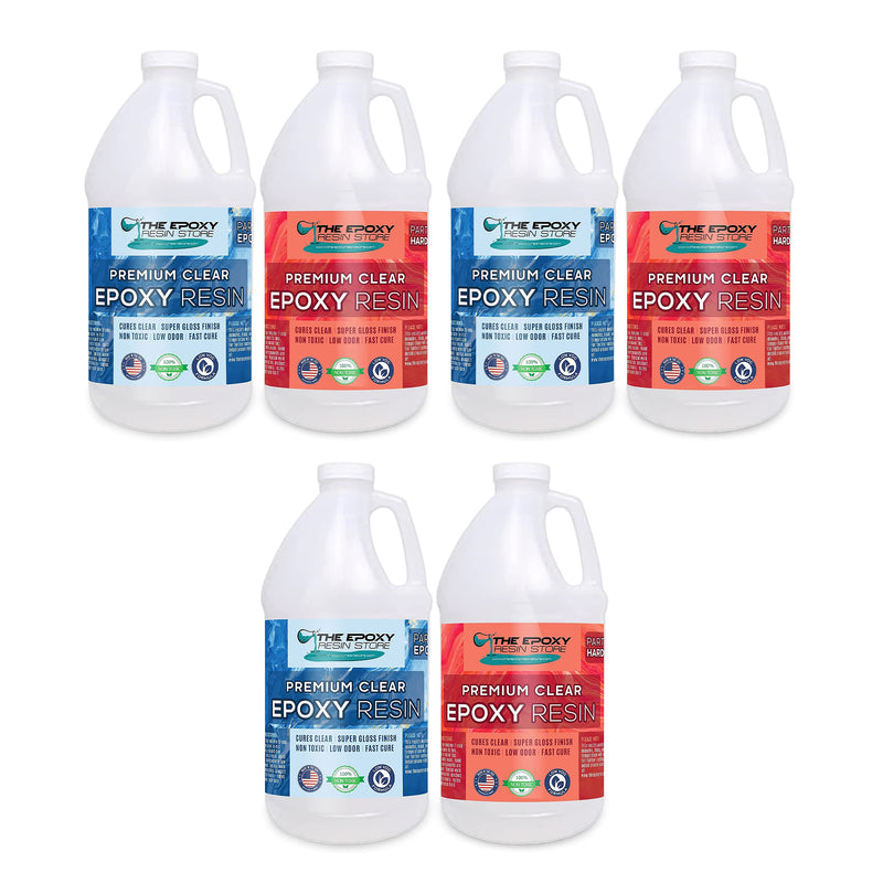 The Epoxy Resin Store Crystal Clear High Gloss Epoxy Resin Kit, 1 Gallon, 3 Pack