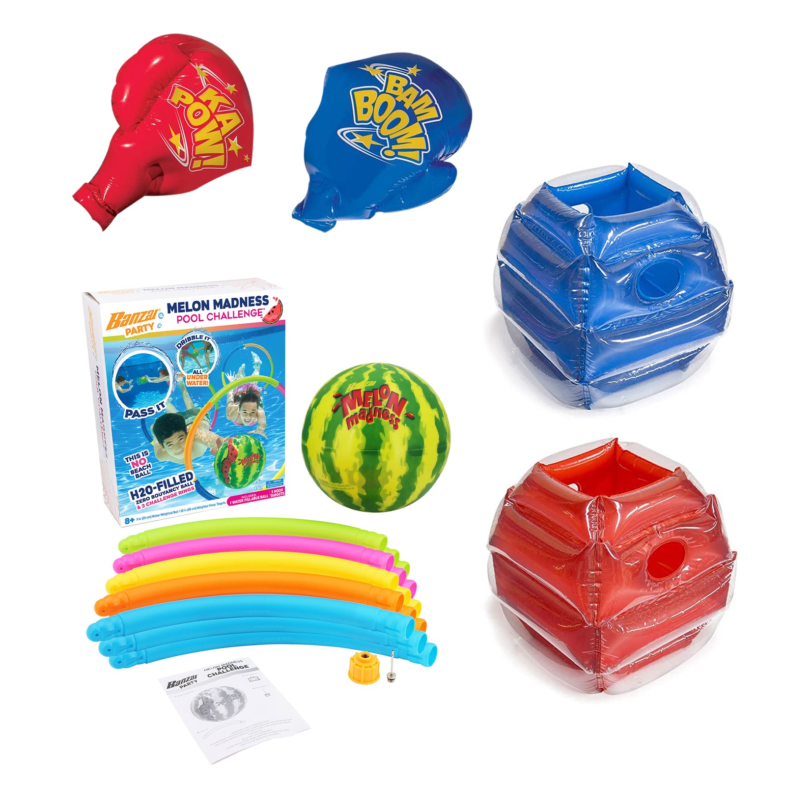 Banzai Battle Bop Combo Pack Gloves & Bumpers and Melon Madness Pool Ball & Hoop - VMInnovations