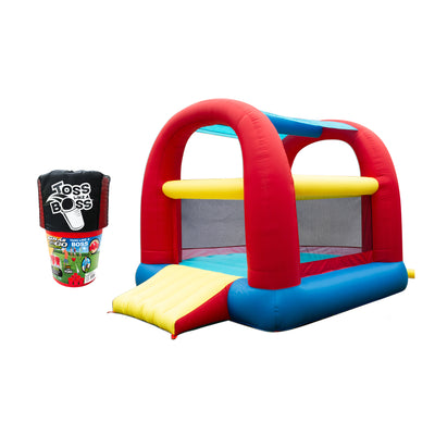 Banzai Toss Like A Boss Giant Pong Lawn Game & Inflatable Slide and Bounce House