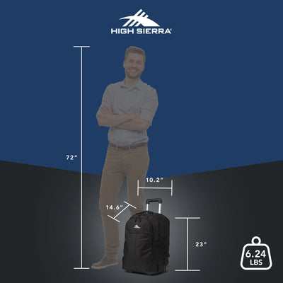High Sierra Wheeled Backpack with Telescoping Pull Handle, Black (Used)