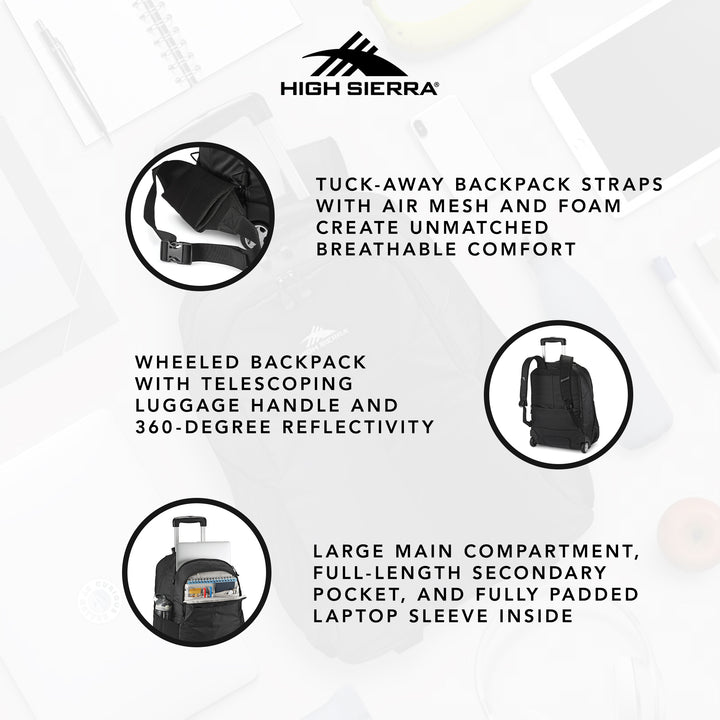 High Sierra Powerglide Pro Wheeled Backpack w/Telescoping Pull Handle (Open Box) - VMInnovations