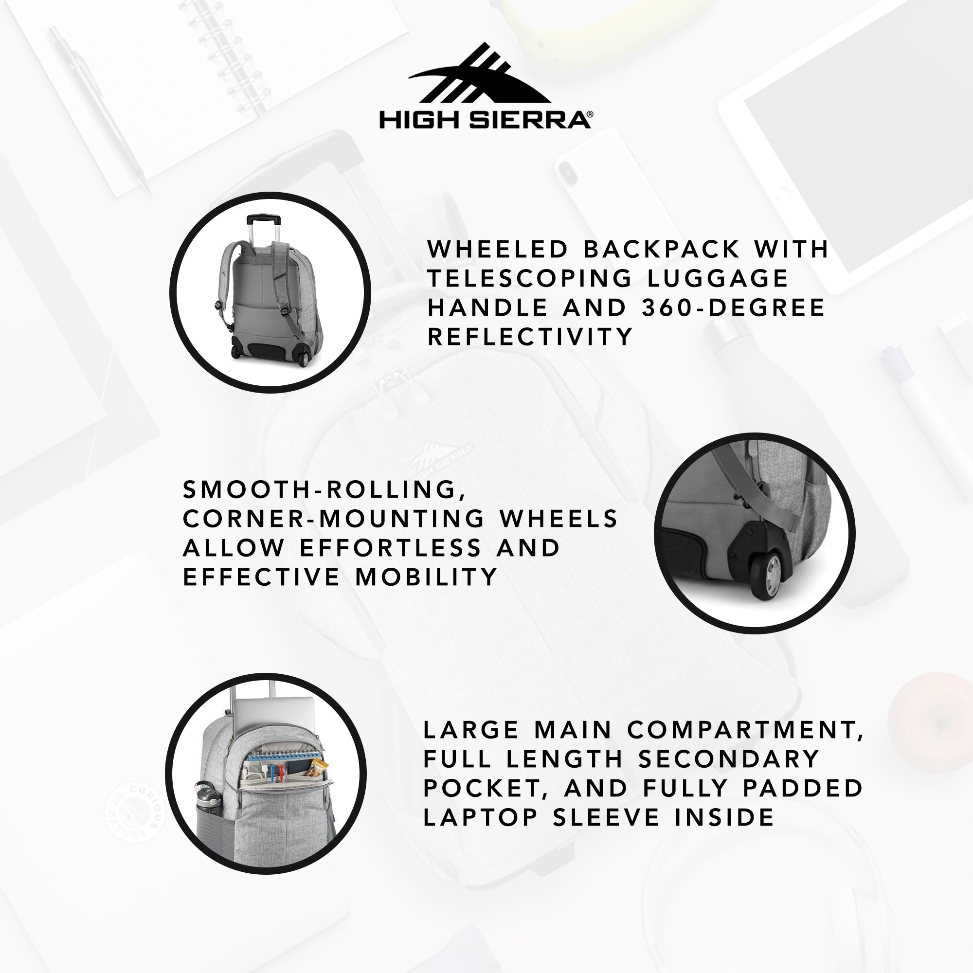 High Sierra Powerglide Pro Wheeled Backpack w/Telescoping Handle (Open Box) - VMInnovations