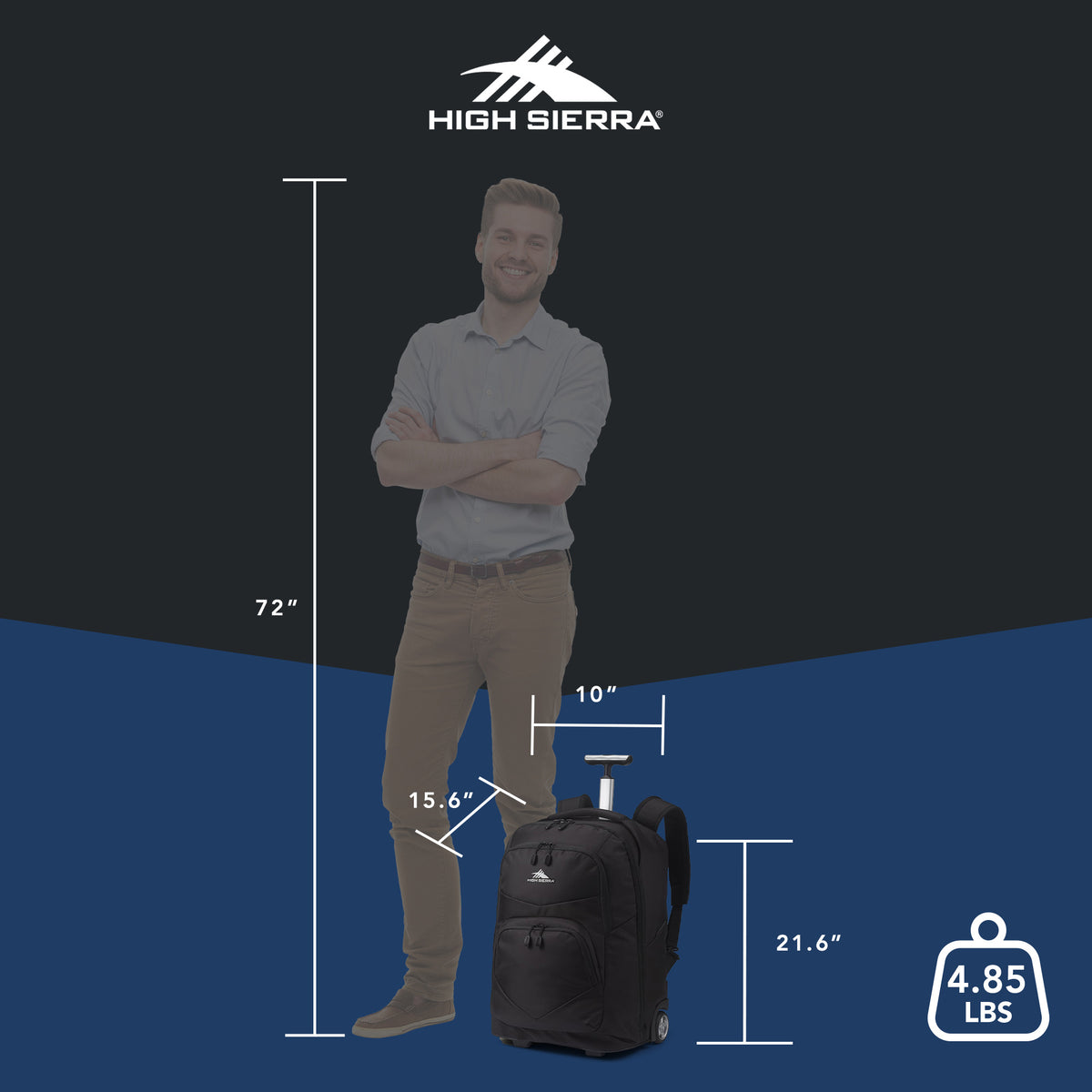High Sierra Freewheel Pro Wheeled Backpack, Fits most 15” Laptops, 40L, Black