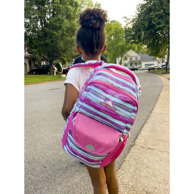Ollie Lunchkit Backpack with Bottle Pocket, Pink Watercolor Stripes (Open Box)