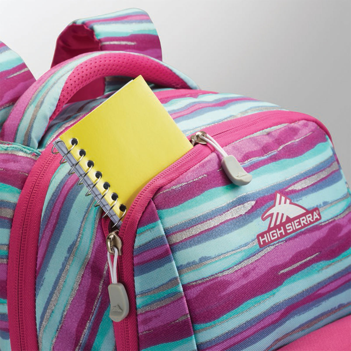 Ollie Lunchkit Backpack with Bottle Pocket, Pink Watercolor Stripes (Open Box)