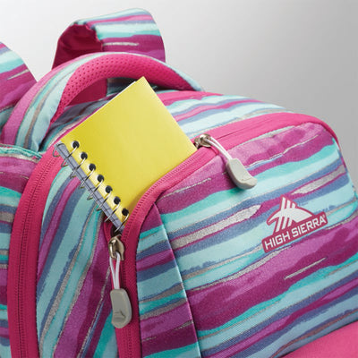 Ollie Lunchkit Backpack with Bottle Pocket, Pink Watercolor Stripes (Open Box)