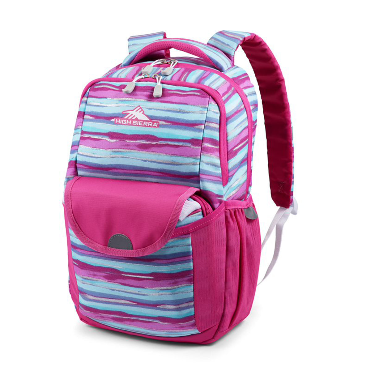 Ollie Lunchkit Backpack with Bottle Pocket, Pink Watercolor Stripes (Open Box)