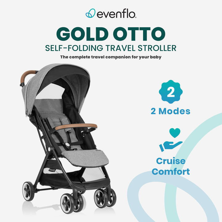 Evenflo Gold Otto Self Folding Lightweight Kids Travel Stroller, Moonstone Gray