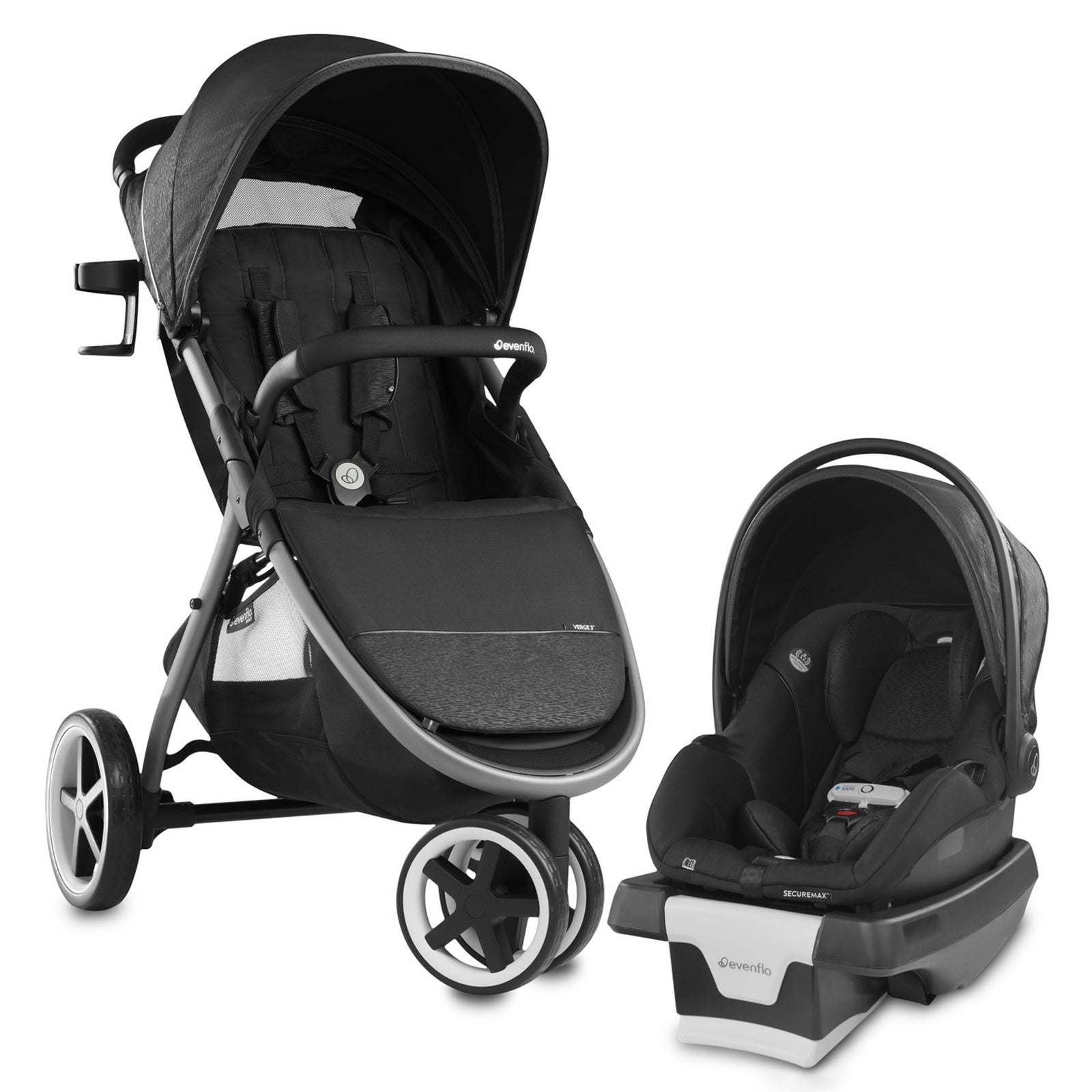 Evenflo GOLD SensorSafe Pivot Xpand Smart Modular Travel System, Onyx Black - VMInnovations