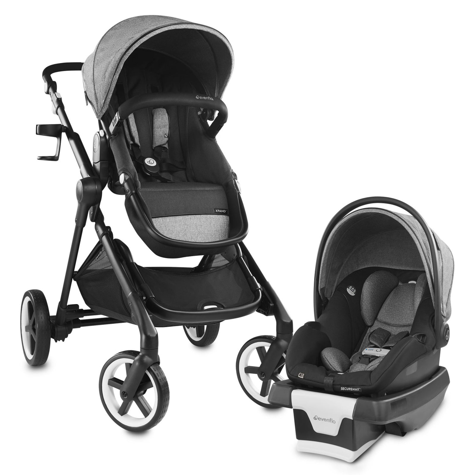 Evenflo GOLD SensorSafe Pivot Xpand Smart Modular Travel System, Moonstone Gray - VMInnovations