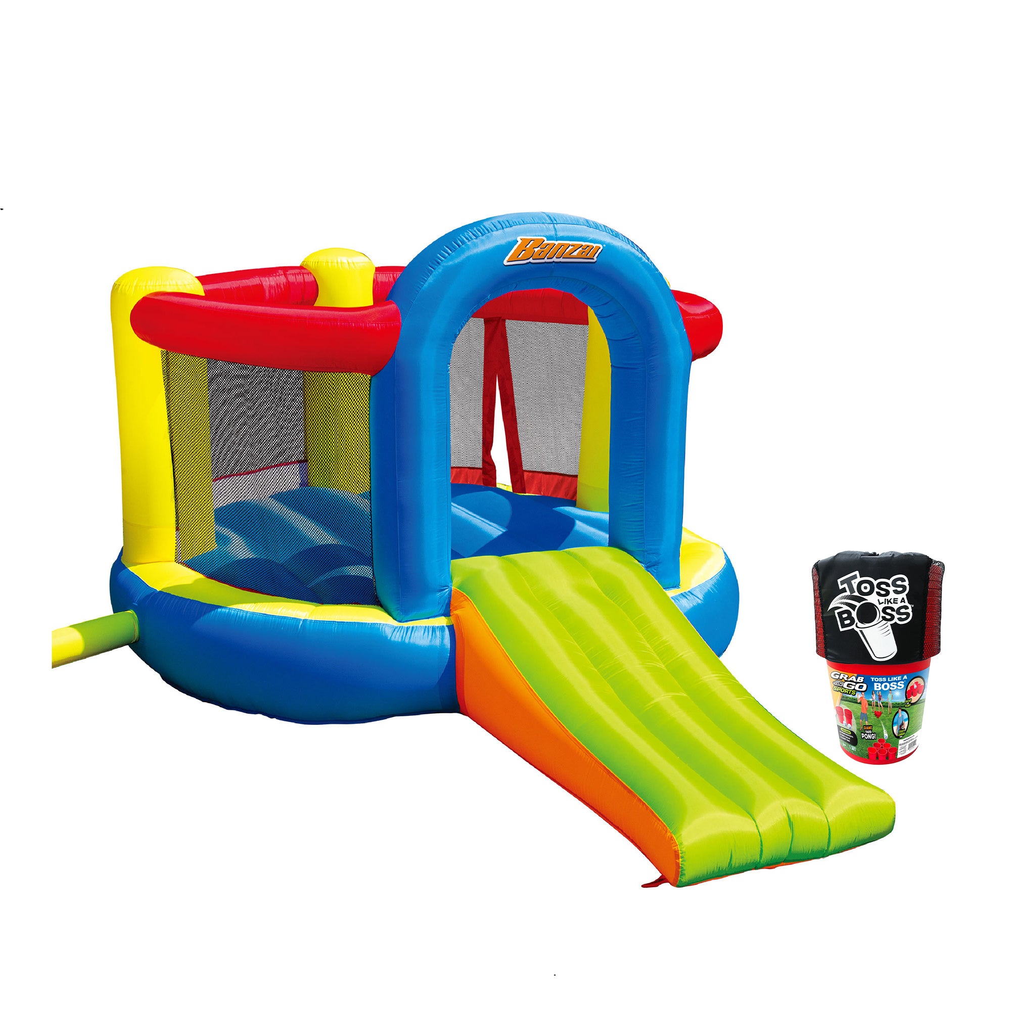 Banzai Toss Like A Boss Giant Pong Game & Inflatable Jump and Slide Bounce House