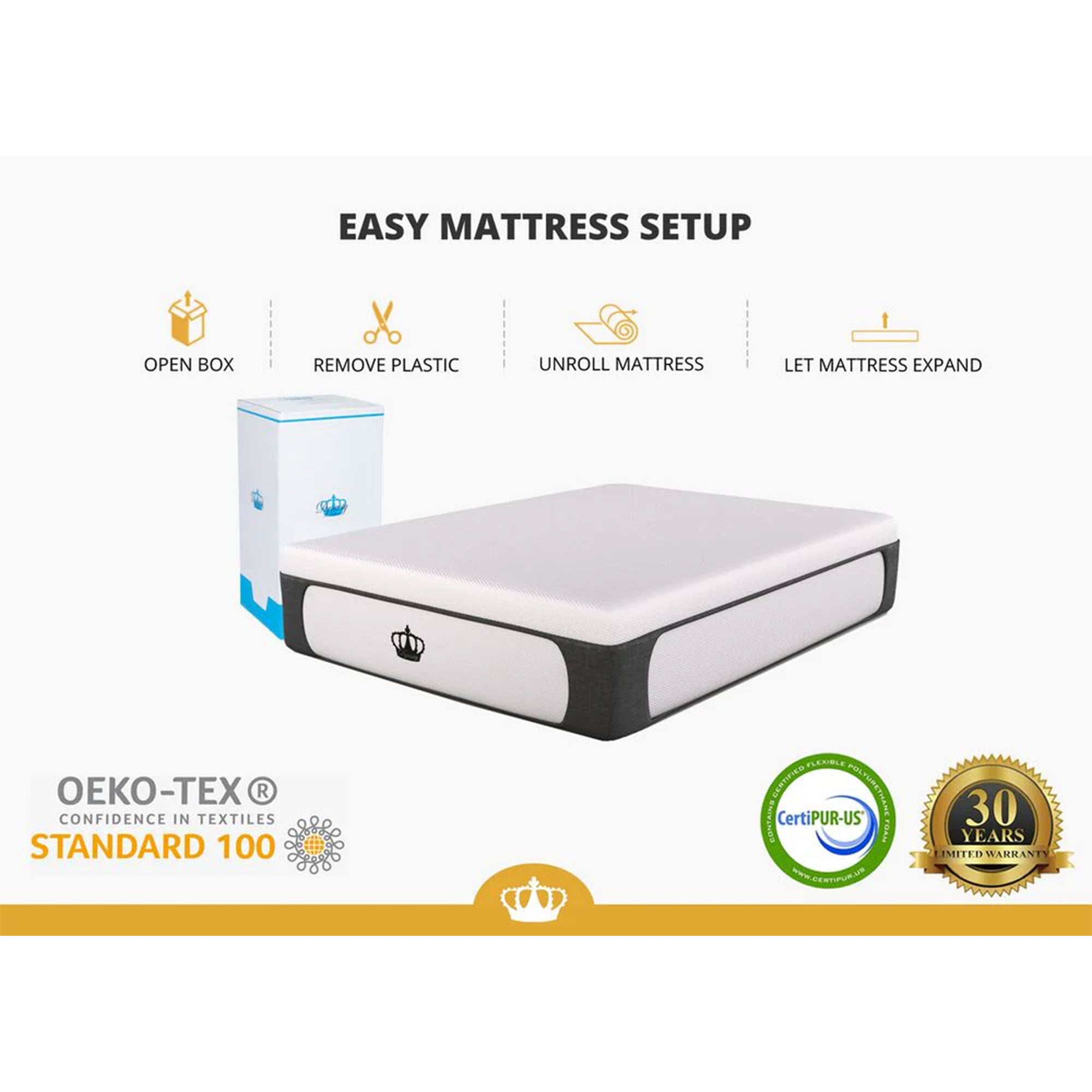 Dynasty Mattress 14.5 Inch CoolBreeze Plush Gel Memory Foam Mattress Bed, Twin XL Size - VMInnovations