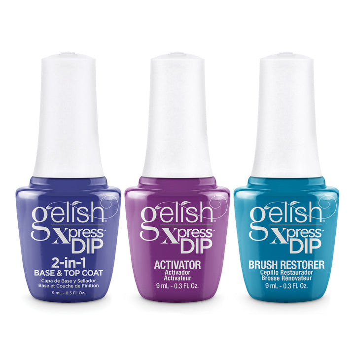 Gelish Xpress Dip 2 in 1 Base & Top Coat, Activator, & Brush Restorer (Open Box)