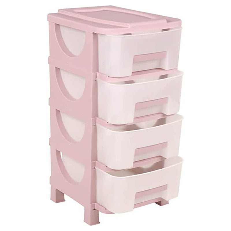 Homeplast Venus 30 Inch Tall Plastic 4 Drawer Home Storage Organizer Shelf, Pink