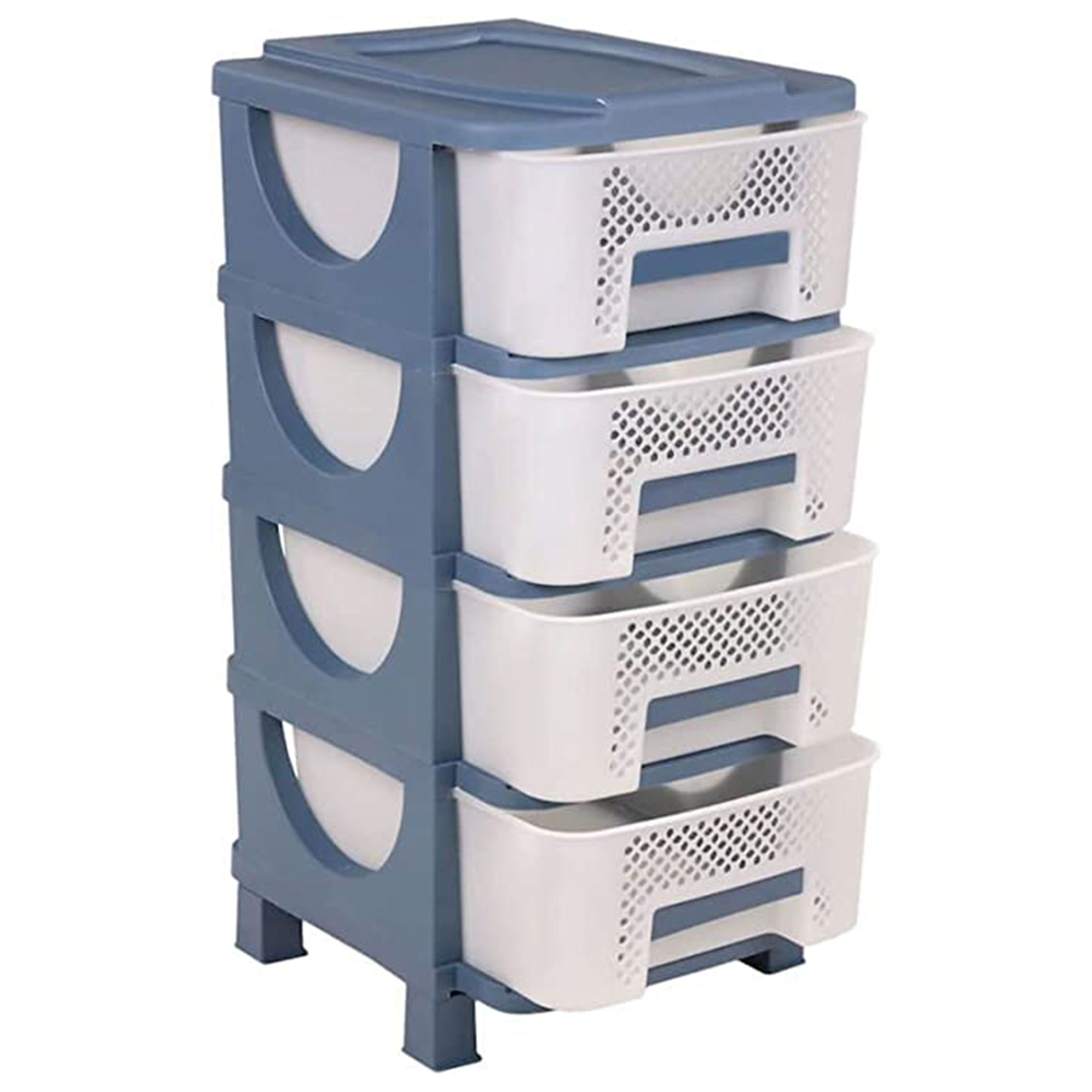Homeplast Venus 30 Inch Tall Plastic 4 Drawer Home Storage Organizer Shelf, Blue
