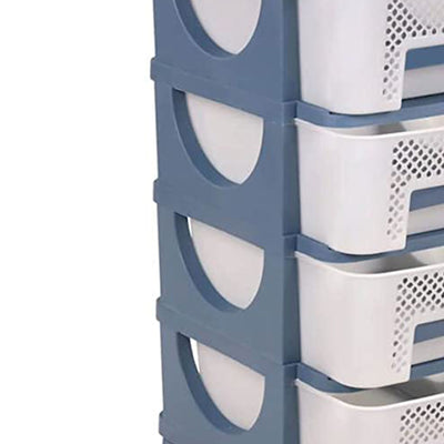 Homeplast Venus 30 Inch Tall Plastic 4 Drawer Home Storage Organizer Shelf, Blue
