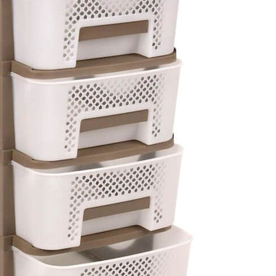 Homeplast Venus 30 In Tall Plastic 4 Drawer Home Storage Organizer Shelf, Beigw
