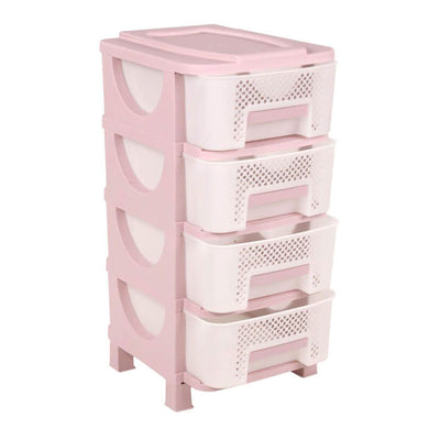 Homeplast Venus 30 Inch Tall Plastic 4 Drawer Home Storage Organizer Shelf, Pink
