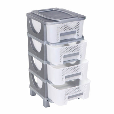 Homeplast Venus 30 Inch Tall Plastic 4 Drawer Home Storage Organizer Shelf, Grey