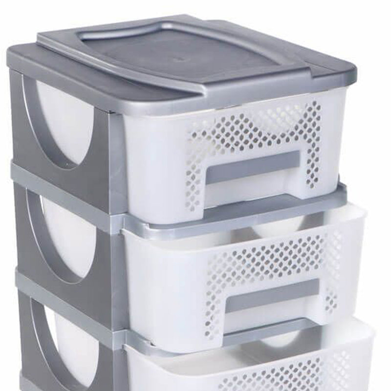 30 Inch Tall Plastic 4 Drawer Home Storage Organizer Shelf, Grey (Open Box)