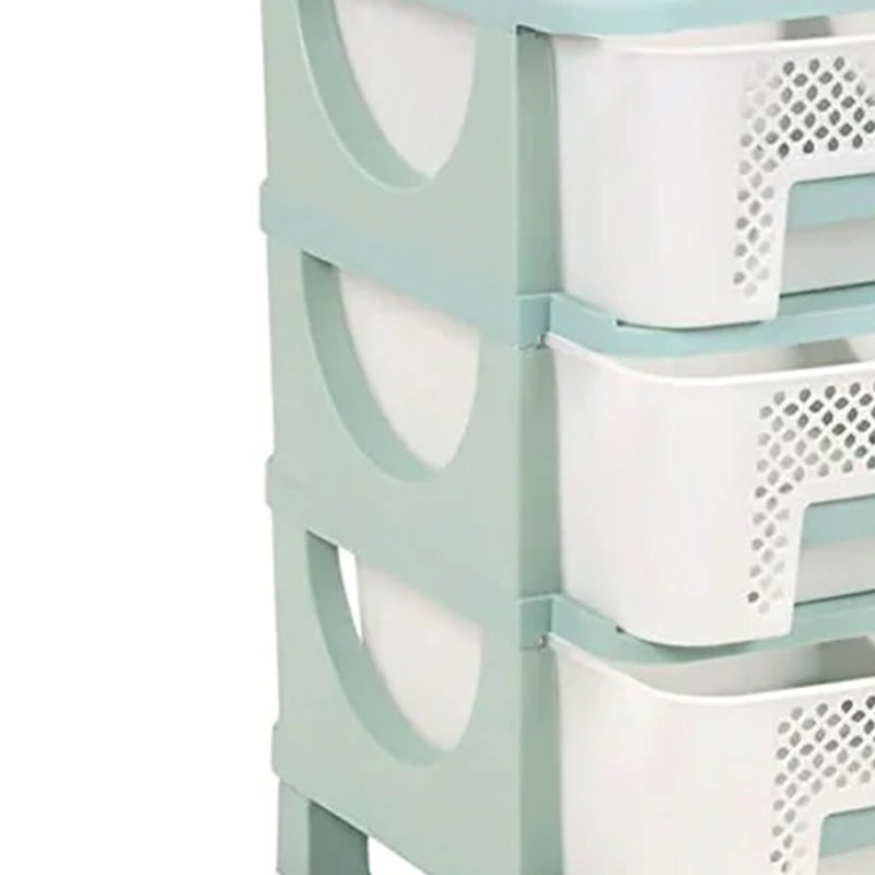 Homeplast Vesta Perforated Plastic 3 Drawer Home Storage Organizer Shelf, Green