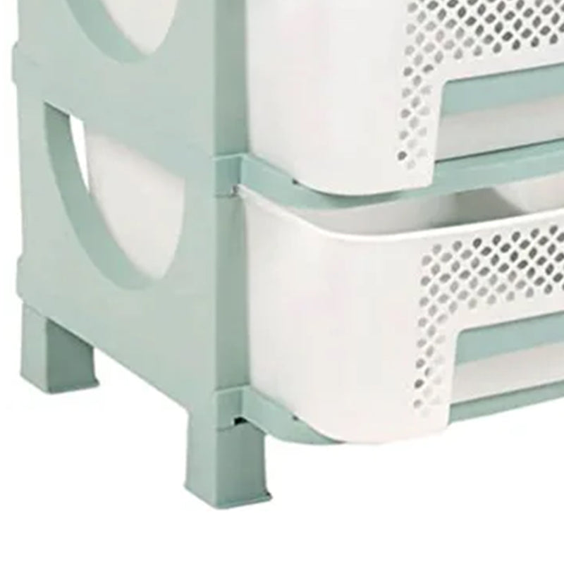 Homeplast Vesta Perforated Plastic 3 Drawer Home Storage Organizer Shelf, Green