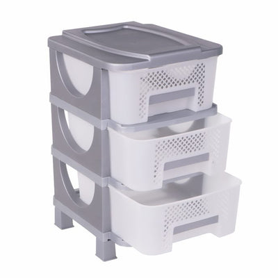 Homeplast Vesta Perforated Plastic 3 Drawer Storage Organizer Shelf, Grey (Used) - VMInnovations