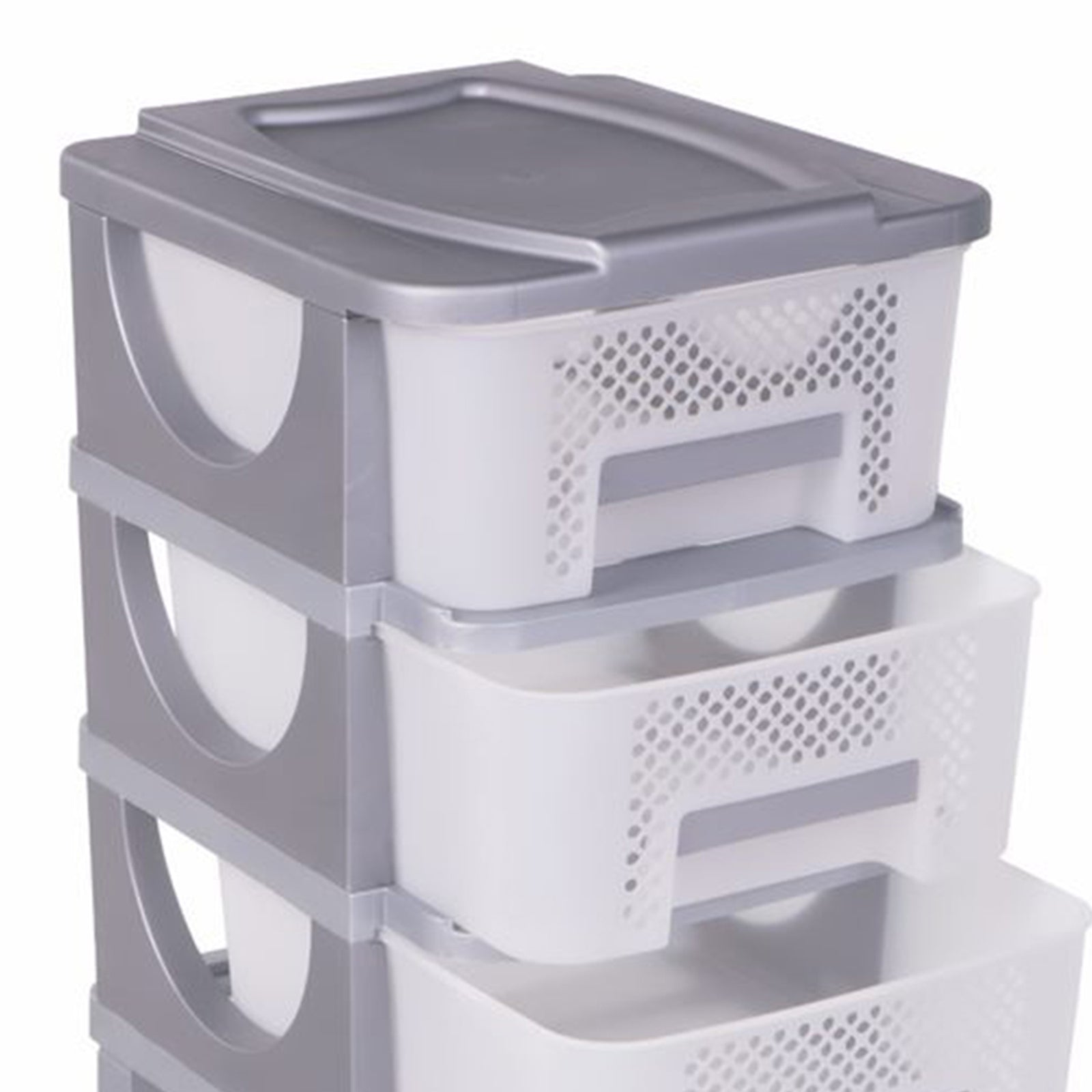 Homeplast Vesta Perforated Plastic 3 Drawer Storage Organizer Shelf, Grey (Used) - VMInnovations