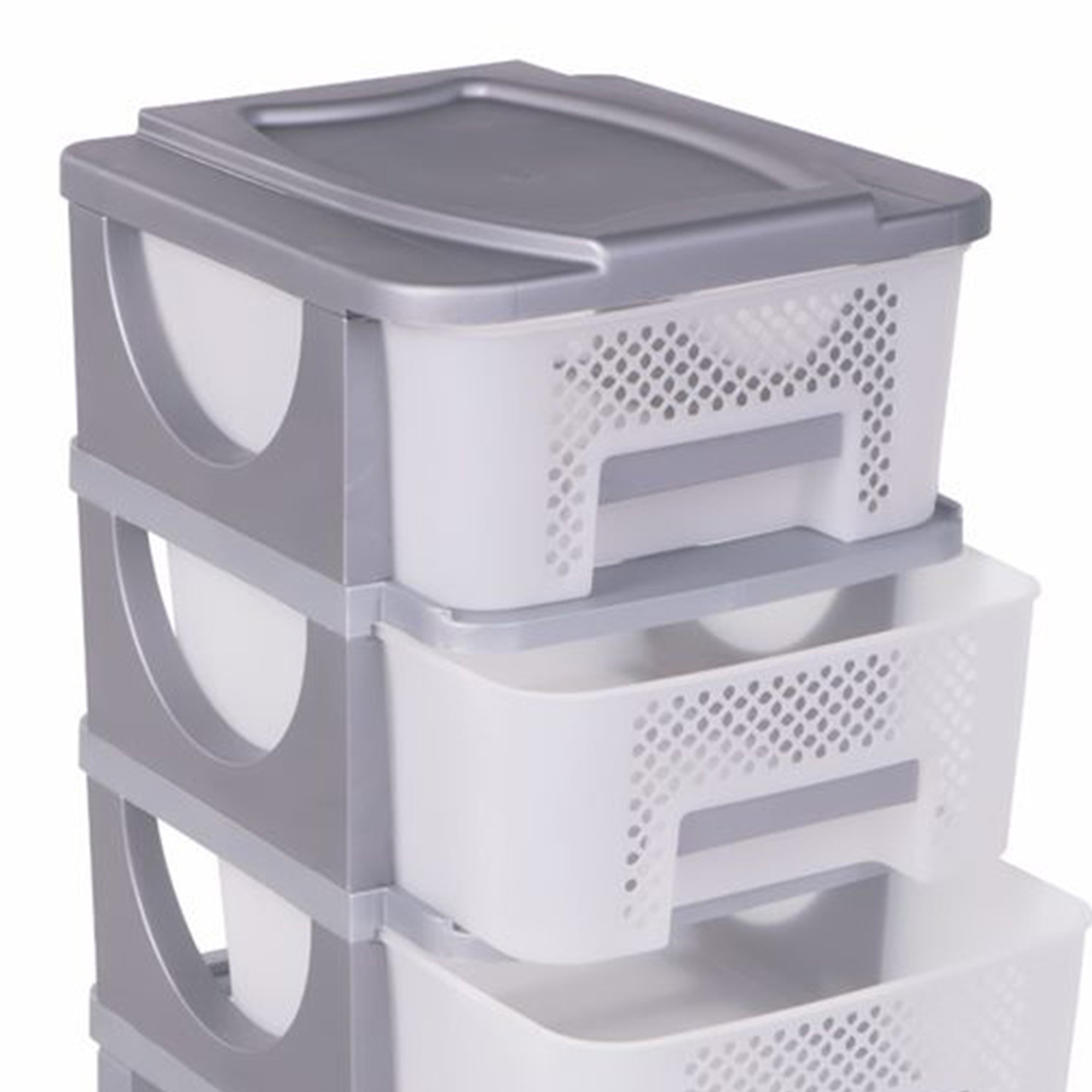 Homeplast Vesta Perforated Plastic 3 Drawer Storage Organizer Shelf, Grey (Used) - VMInnovations