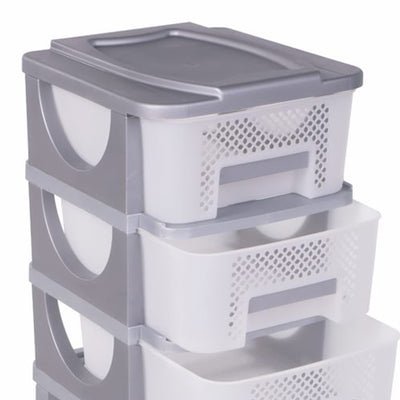 Homeplast Vesta Perforated Plastic 3 Drawer Storage Organizer Shelf, Grey (Used) - VMInnovations