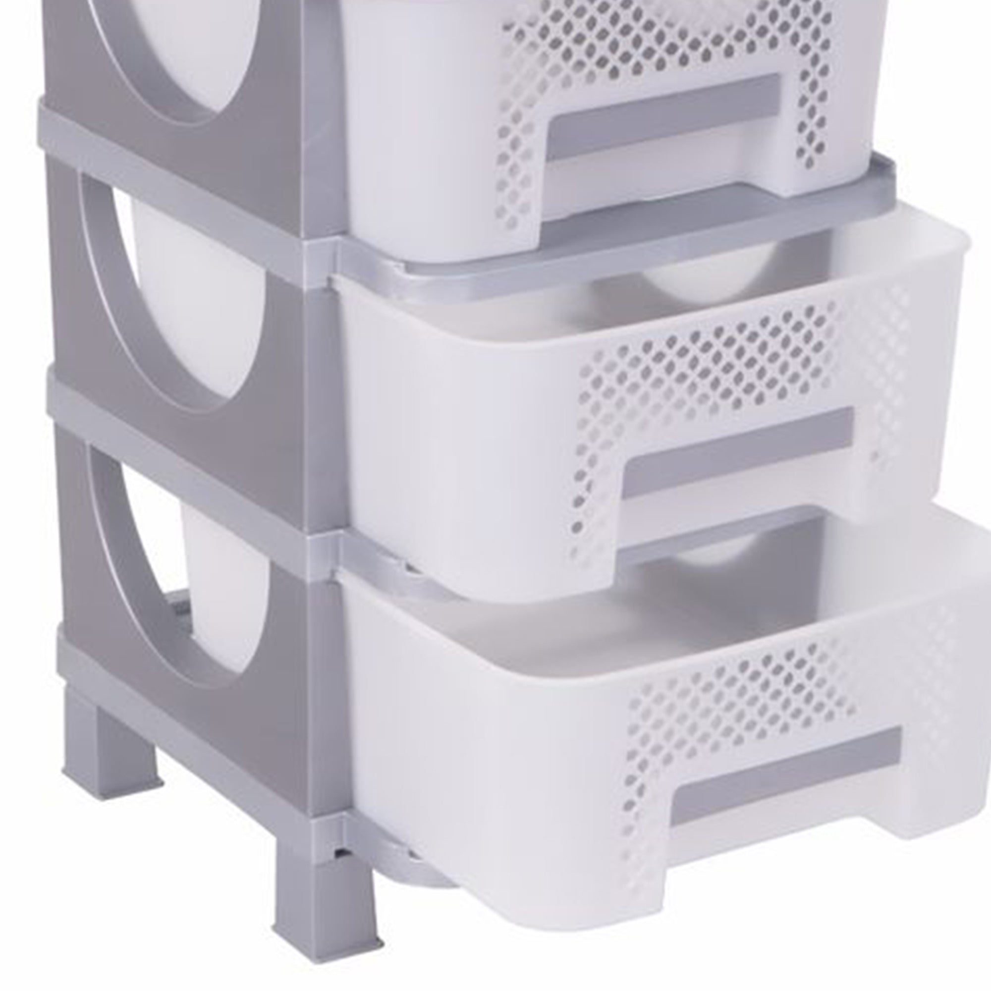 Homeplast Vesta Perforated Plastic 3 Drawer Storage Organizer Shelf, Grey (Used) - VMInnovations