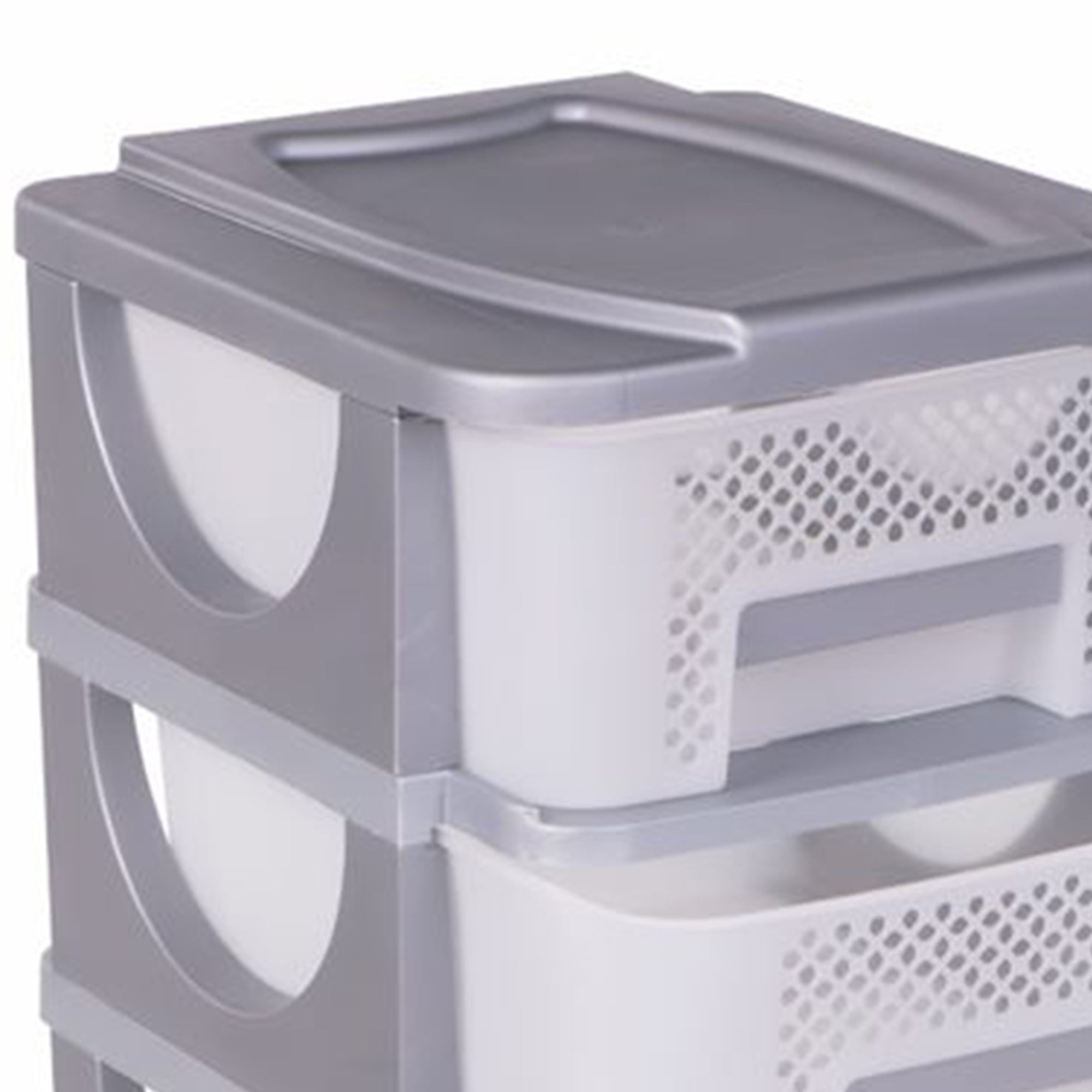 Homeplast Vesta Perforated Plastic 3 Drawer Storage Organizer Shelf, Grey (Used) - VMInnovations