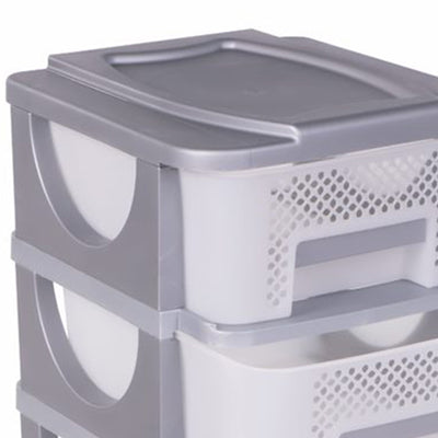 Homeplast Vesta Perforated Plastic 3 Drawer Storage Organizer Shelf, Grey (Used) - VMInnovations