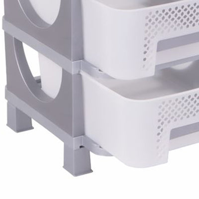 Homeplast Vesta Perforated Plastic 3 Drawer Storage Organizer Shelf, Grey (Used) - VMInnovations