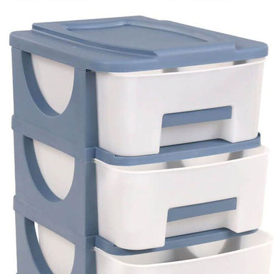Homeplast Vesta 24 Inch Tall Plastic 3 Drawer Home Storage Organizer Shelf, Blue