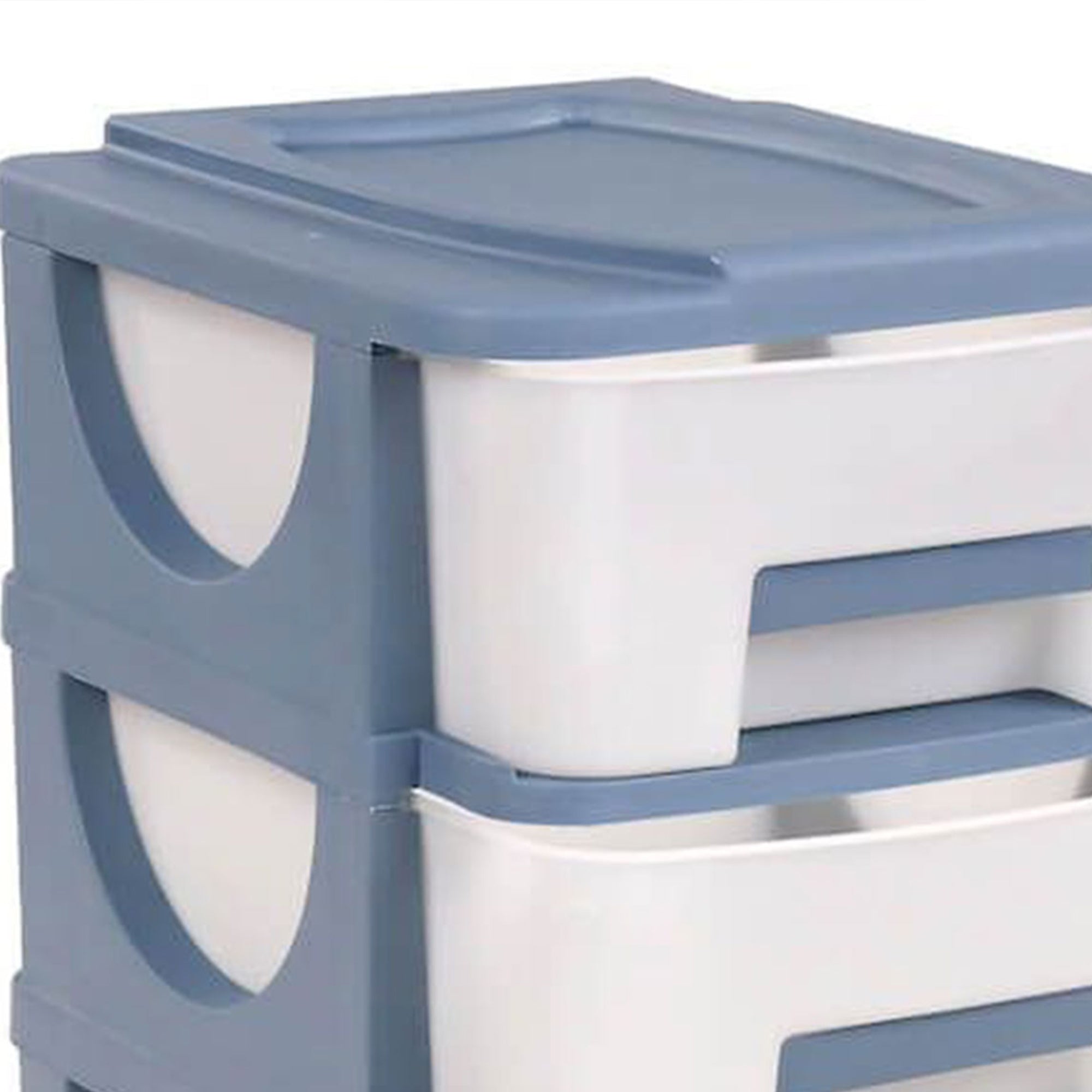 Homeplast Vesta 24 Inch Tall Plastic 3 Drawer Home Storage Organizer Shelf, Blue