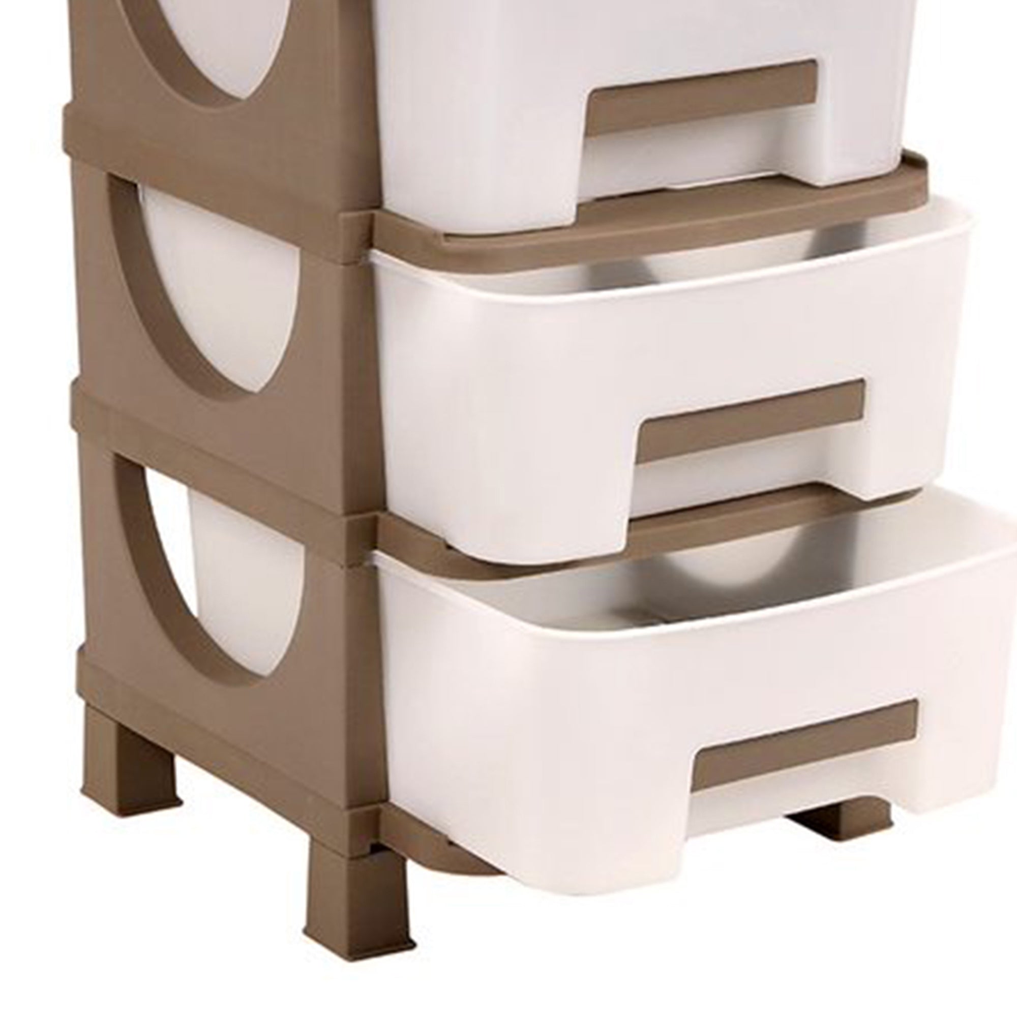 Homeplast Vesta 24 In Tall Plastic 3 Drawer Home Storage Organizer Shelf, Beige