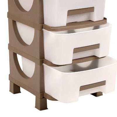 Homeplast Vesta 24 In Tall Plastic 3 Drawer Home Storage Organizer Shelf, Beige