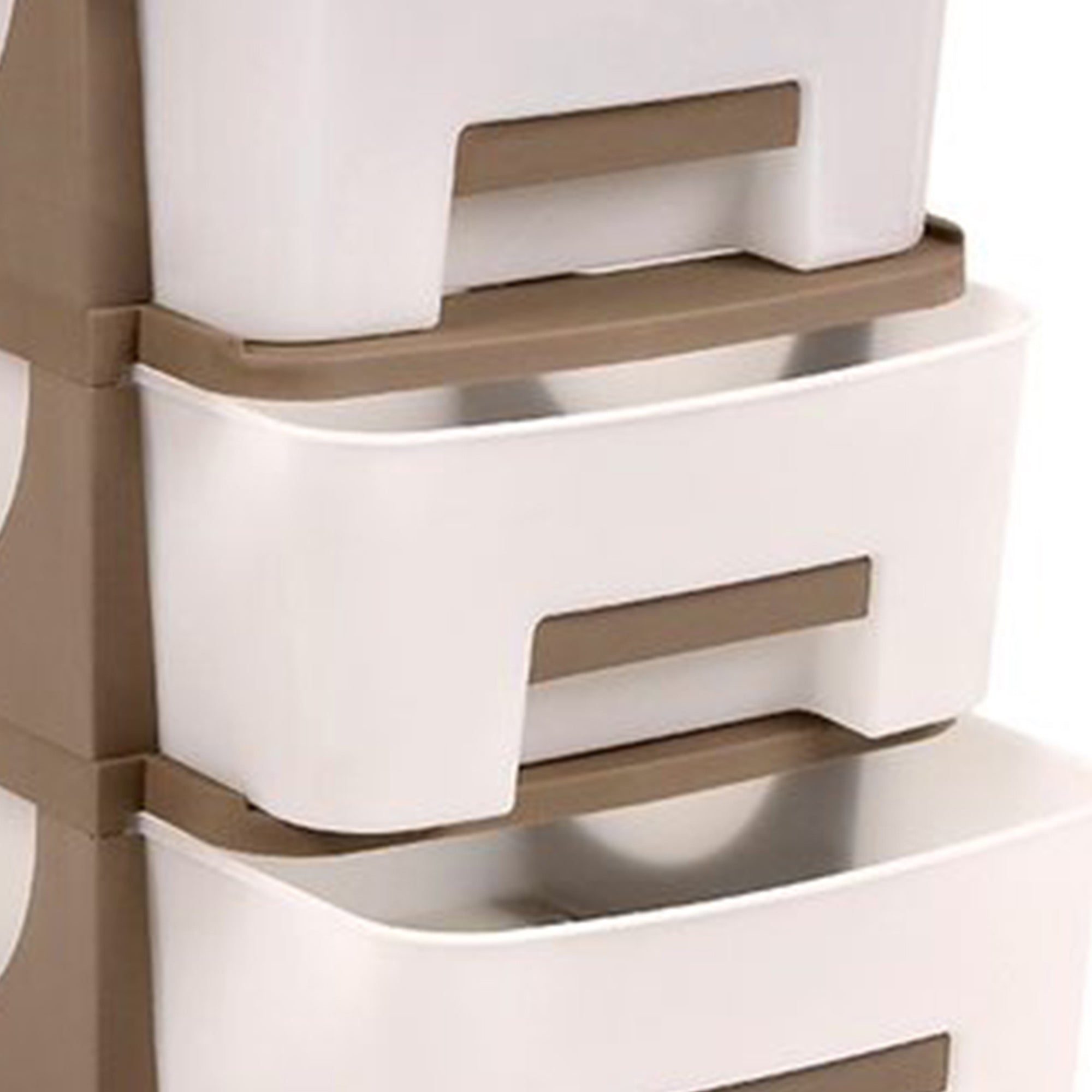 Homeplast Vesta 24 In Tall Plastic 3 Drawer Home Storage Organizer Shelf, Beige