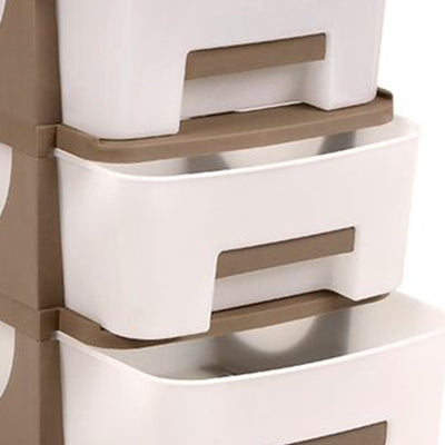 Homeplast Vesta 24 In Tall Plastic 3 Drawer Home Storage Organizer Shelf, Beige