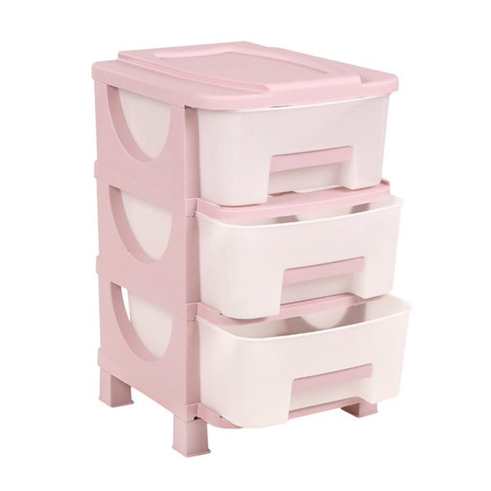 Homeplast Vesta 24 Inch Tall Plastic 3 Drawer Home Organizer Shelf, Pink (Used) - VMInnovations