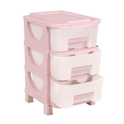 Homeplast Vesta 24 Inch Tall Plastic 3 Drawer Home Organizer Shelf, Pink (Used) - VMInnovations