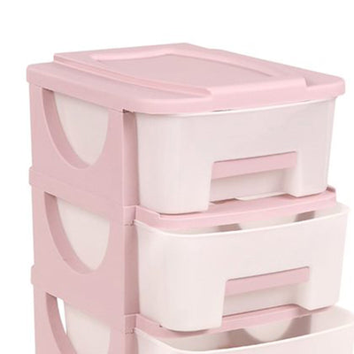 Homeplast Vesta 24 Inch Tall Plastic 3 Drawer Home Organizer Shelf, Pink (Used) - VMInnovations
