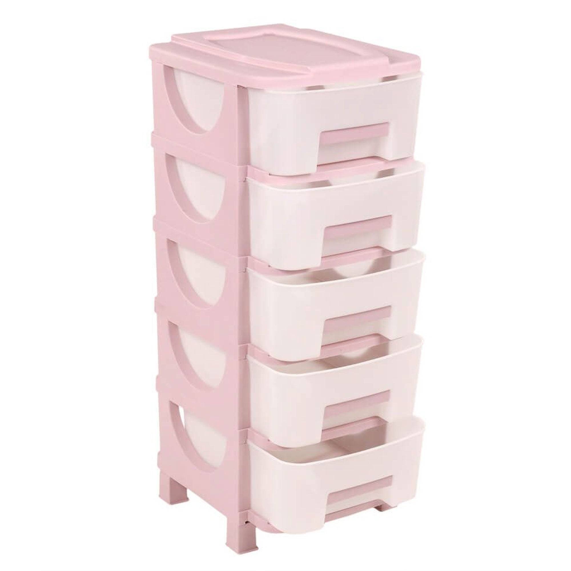 Homeplast Oyma 37 Inch Tall Plastic 5 Drawer Home Storage Organizer Shelf, Pink