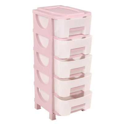 Homeplast Oyma 37 Inch Tall Plastic 5 Drawer Home Storage Organizer Shelf, Pink