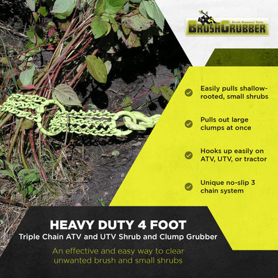 Brush Grubber 4 Foot Triple Chain for ATV & UTV & Tugger Extreme Chain, Green