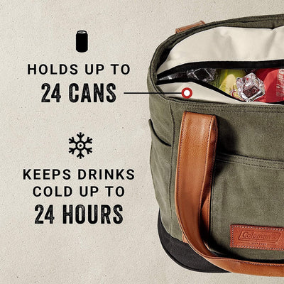 Coleman Banyan Series 24 Can Padded Soft Sided Can Soft Cooler Tote Bag, Olive - VMInnovations