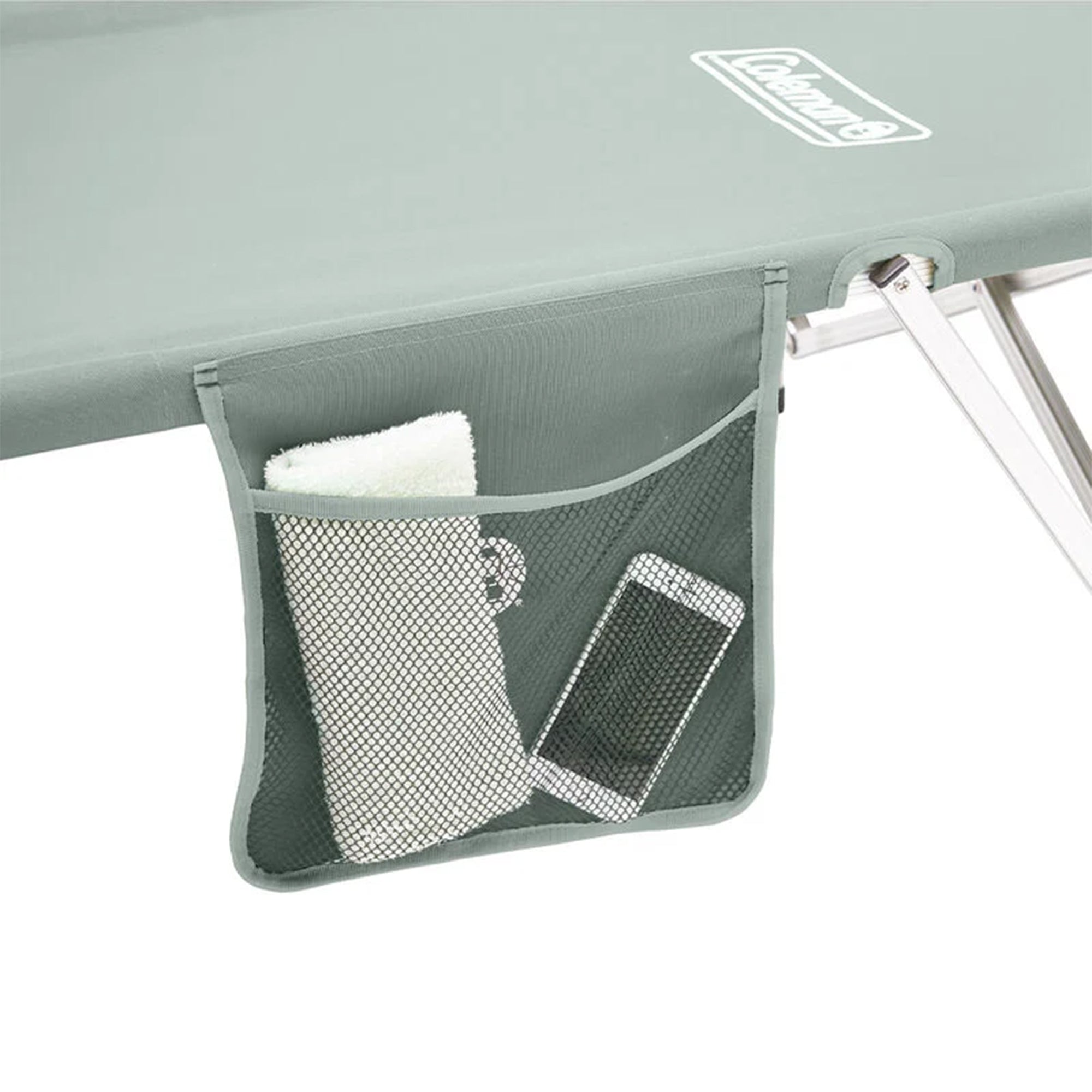 Coleman Collection Camping Cot with Side Pouch and Carrying Bag, Green(Open Box) - VMInnovations